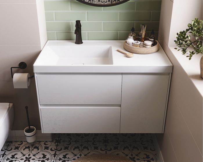 Тумба «Лейла» 90 см с умывальником «Тукан» Белый