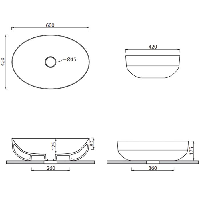 Умывальник SDR MBLVL2 LAKE 2 на тумбу, графит