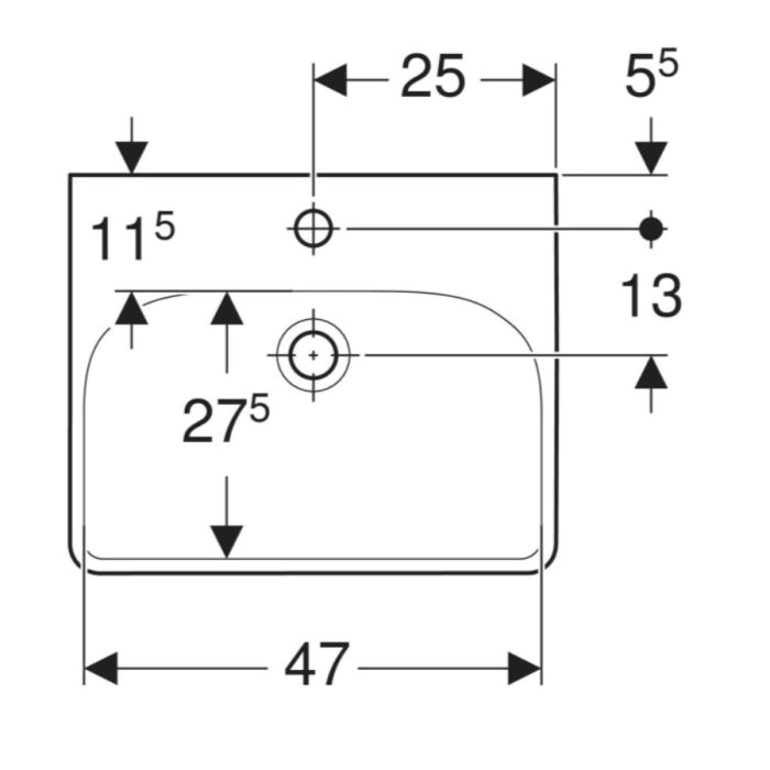 Умывальник Geberit Smyle Square 50 см, с переливом, белый глянец