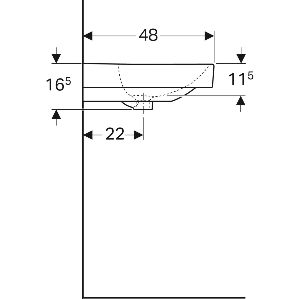Умывальник Geberit Smyle Square 75 см, с переливом, белый глянец, 500.249.01.1
