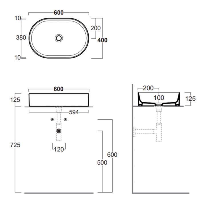 Умивальник FO02 SIMAS Folio на стільницю, овальний , moka