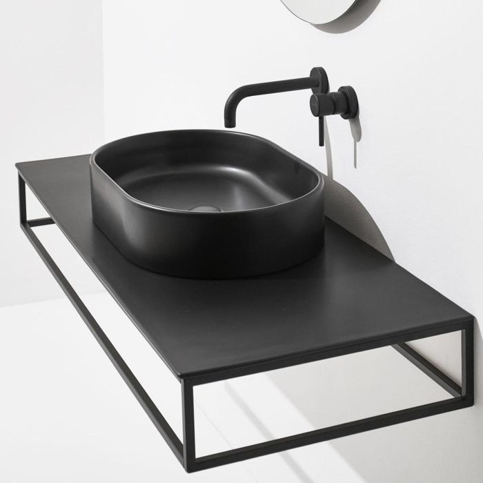 Умивальник FO02 SIMAS Folio овальний накладний, чорний мат