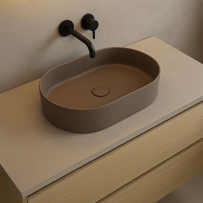 Умивальник FO02 SIMAS Folio на стільницю, овальний , moka