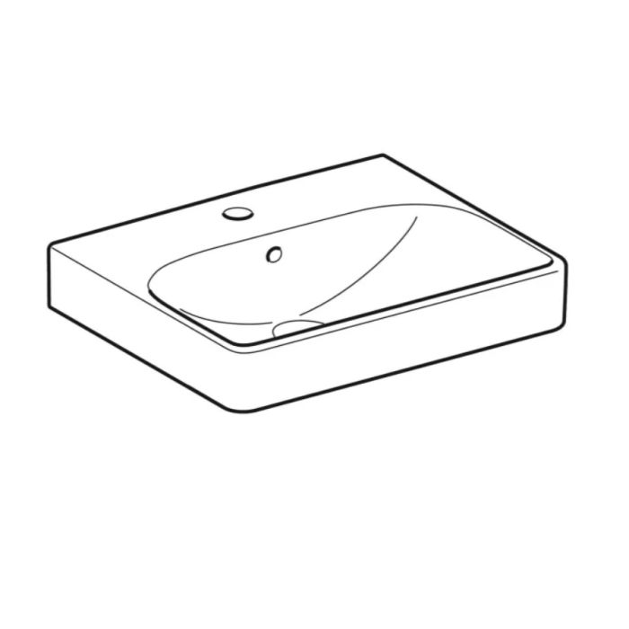 Умывальник Geberit Smyle Square 50 см, с переливом, белый глянец