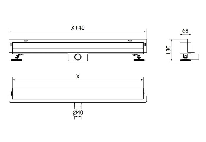 Трап для душу MEXEN FLAT 70 WALL GOLD 2в1 настінний золотий