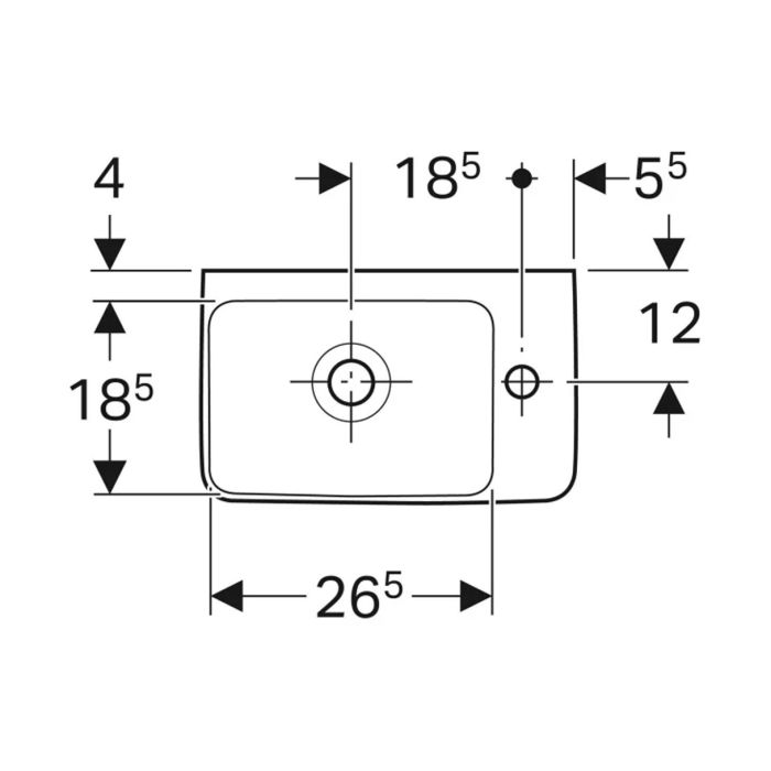 Умивальник Geberit Selnova Compact, з переливом, 501.517.00.7