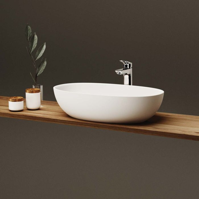 Умывальник PAA BELLA 65 см из литого (искусственного) камня Silkstone, белый мат.