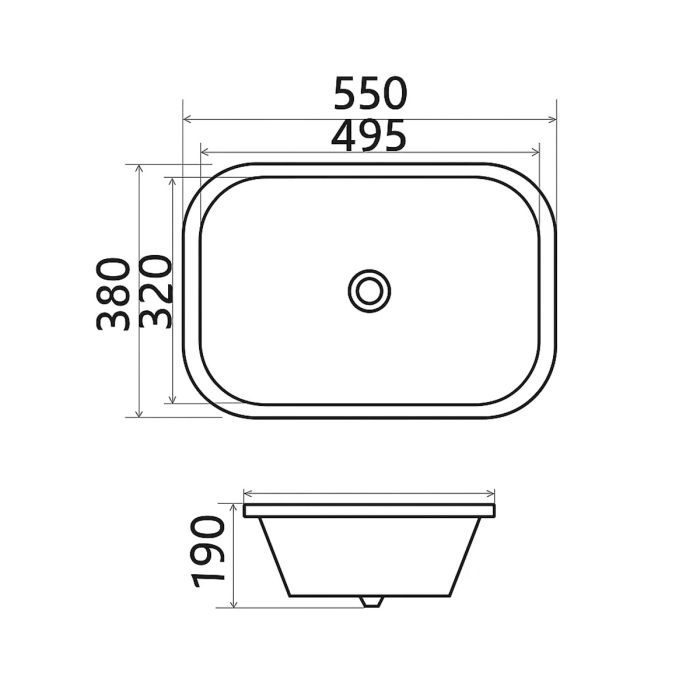 Умывальник DEVIT QUADRA под столешницу 550х380х190мм