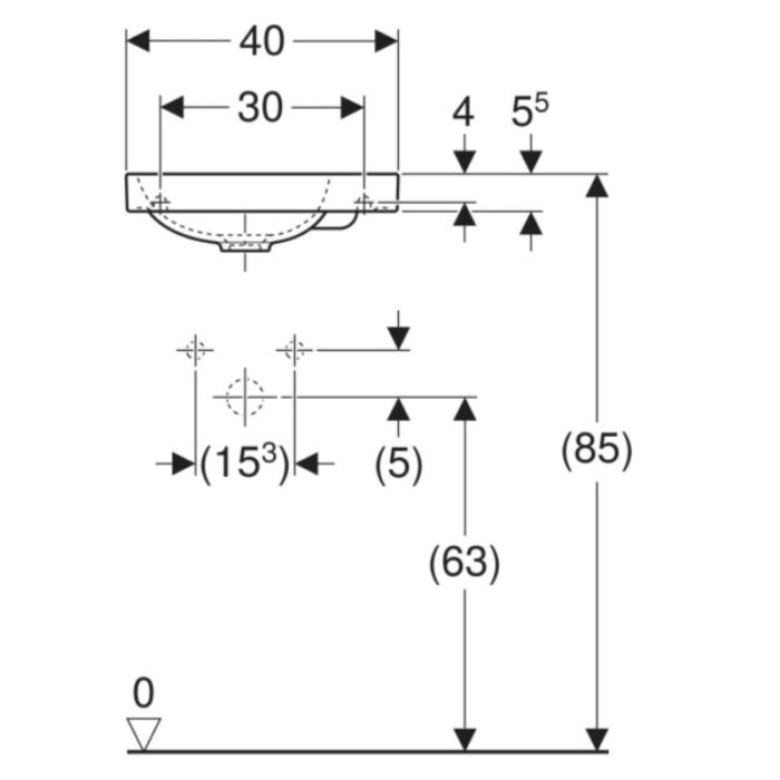 Умивальник Geberit Acanto 40 см, без перелива