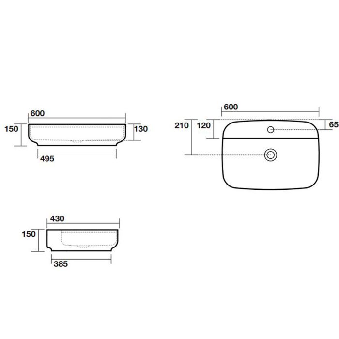 Умывальник Kerasan Tribeca, на столешницу