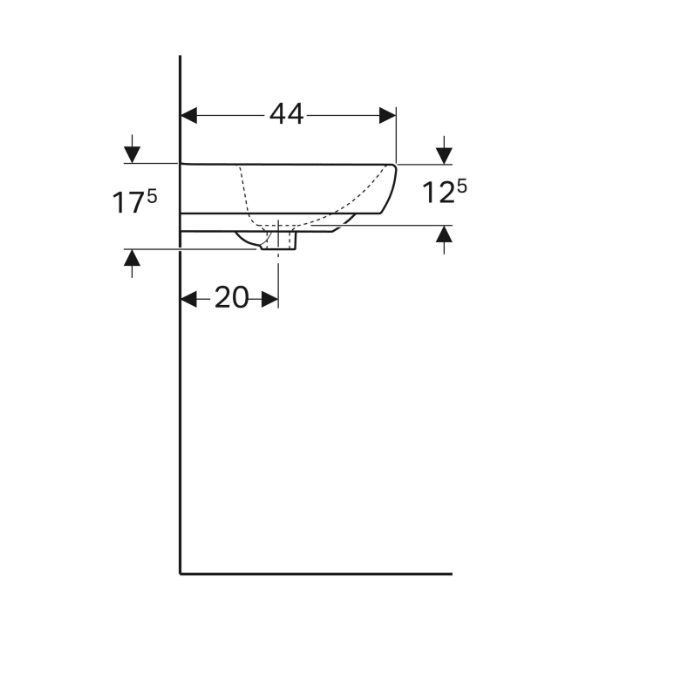 Умывальник Geberit Selnova Square 55 см, прямоугольный, с переливом