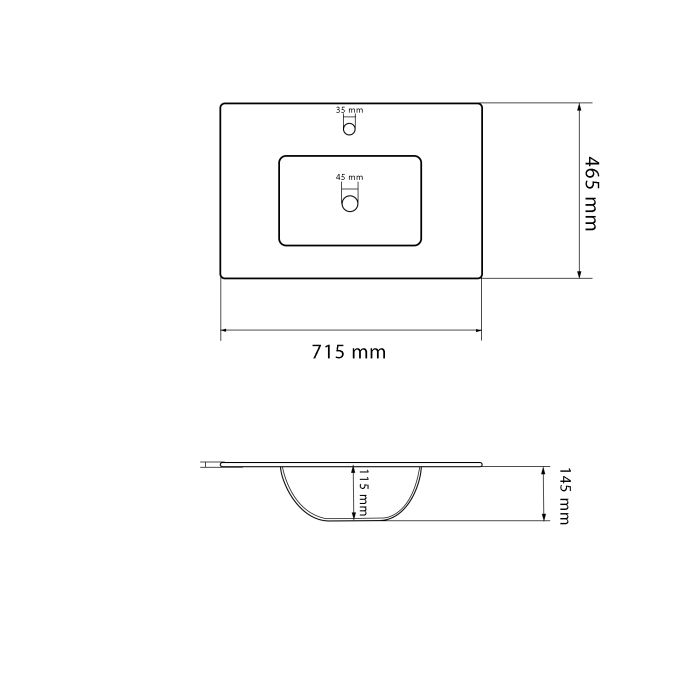 Умивальник VBI FERRARA 70 WHITE врізний