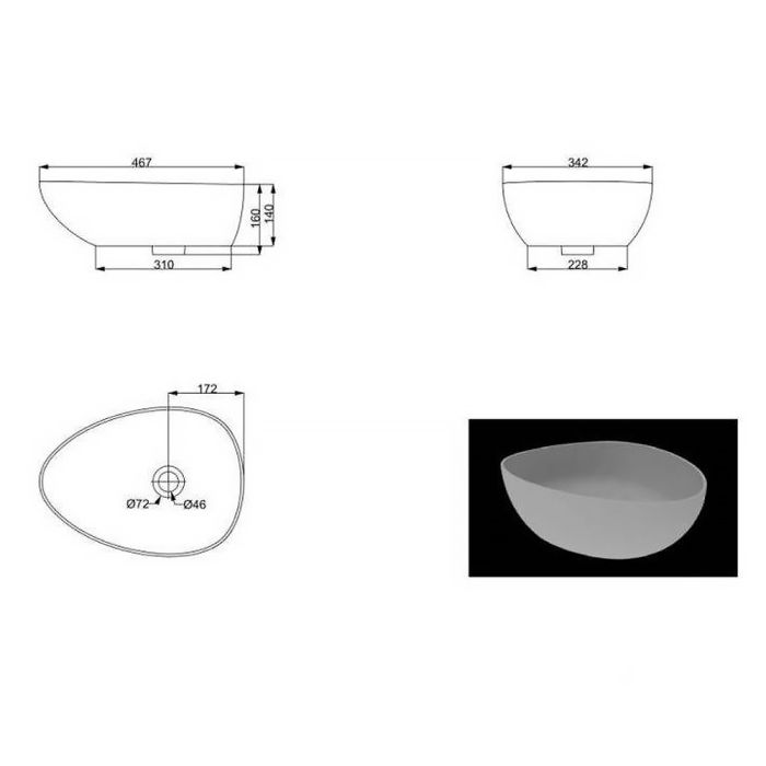 Умивальник DEVIT OVALE тонкостінний без донного клапану, 1514136