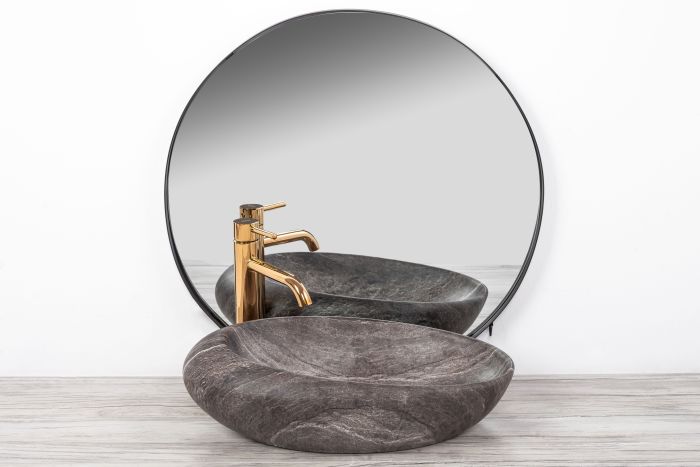 Умывальник REA ROXY A STONE D.GREY MATT серый накладной