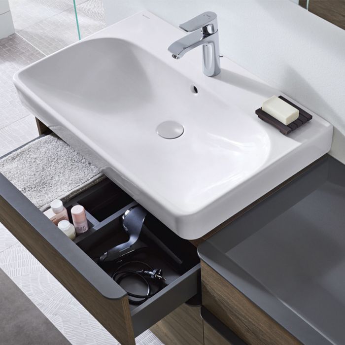 Умивальник Geberit Smyle Square 90 см, з переливом, білий глянець, 500.251.01.1