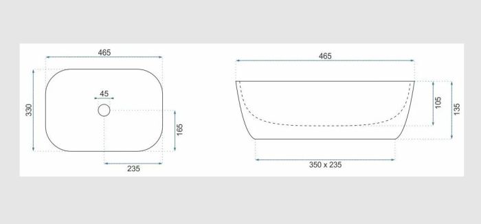 Умывальник REA BELINDA BRUSHED GOLD WHITE накладной