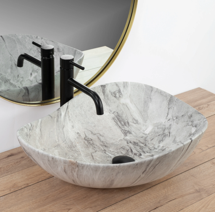 Умывальник REA DORA STONE MATT серый накладной