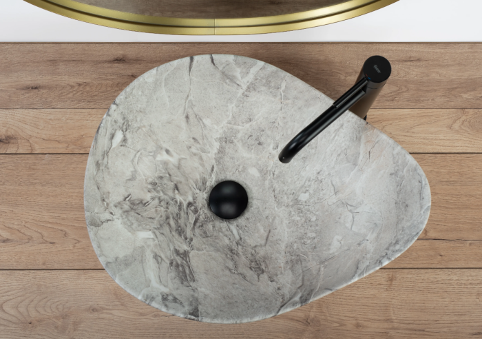 Умывальник REA DORA STONE MATT серый накладной