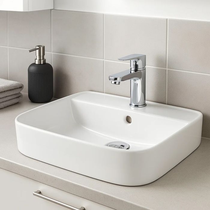 Умывальник DEVIT Quadra на столешницу, белый глянец