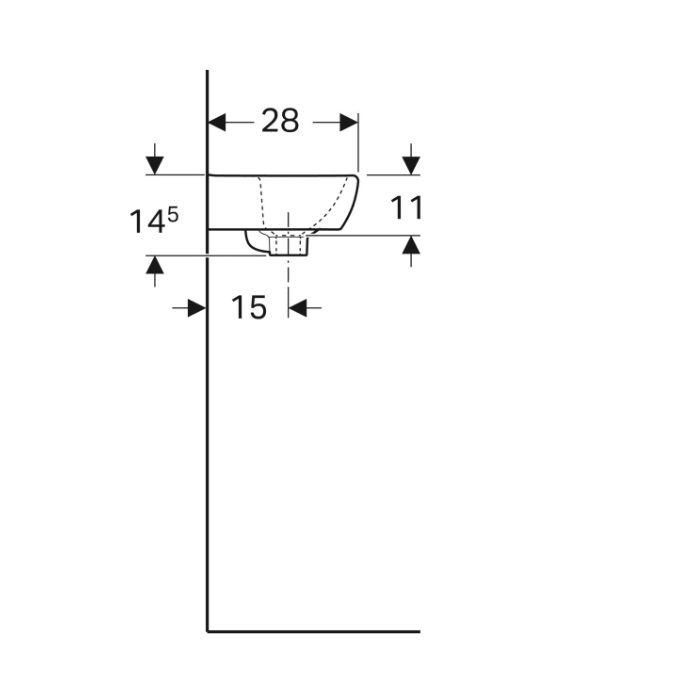 Умивальник Geberit Selnova Square 36 см з асиметричним переливом