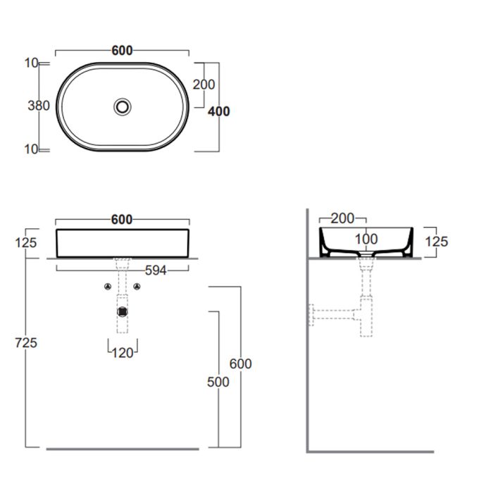 Умывальник FO02 SIMAS Folio овальный накладной, белый
