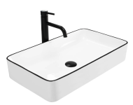 Умывальник REA DENIS WHITE BLACK EDGE накладной