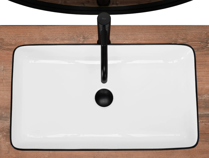 Умивальник REA DENIS WHITE BLACK EDGE накладний