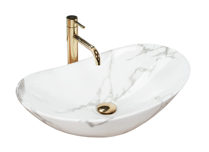 Умивальник REA ROYAL MARMO SHINY накладний мармур