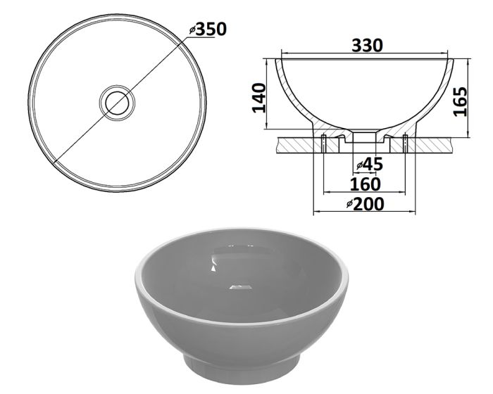 Умывальник «Селена» 35 см Маренго А800 глянец
