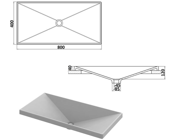 Умывальник «Вега» 80 см Иней В110 глянец