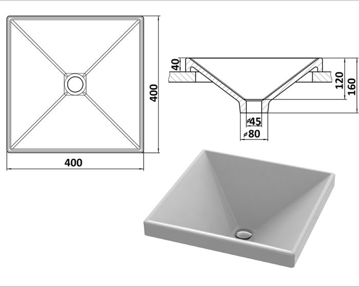 Умывальник «Альтаир» 40 см белый А100 глянец