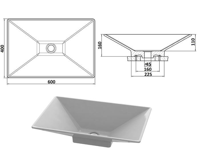 Умывальник «Аполон» 60 см Арктик Т333 глянец