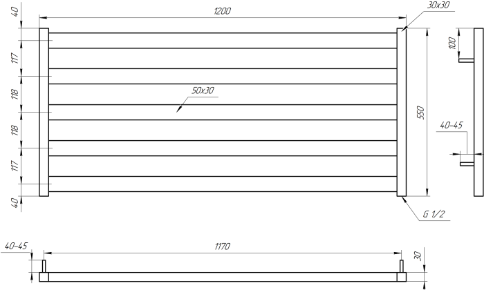 Полотенцесушитель GENESIS AQUA Barker 55x120 электро