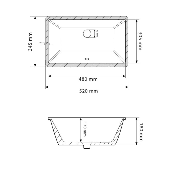 Умывальник VBI MANTUA WHITE врезной