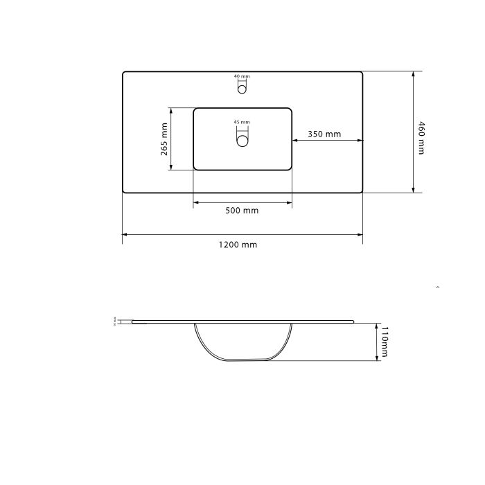 Умивальник VBI FERRARA 120 WHITE врізний