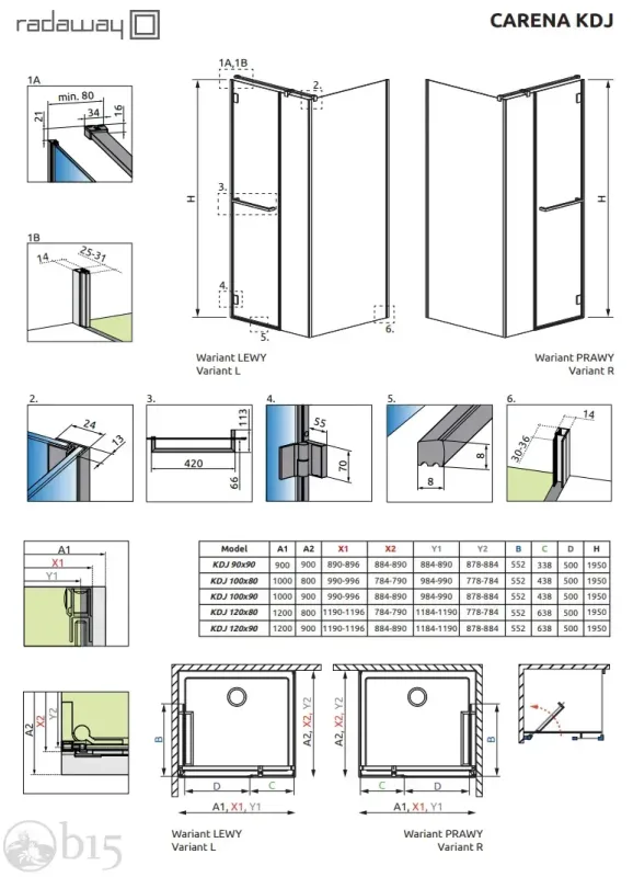 Душова кабіна Radaway Carena Chrome KDJ 1200Rx800x1950 прозоре скло