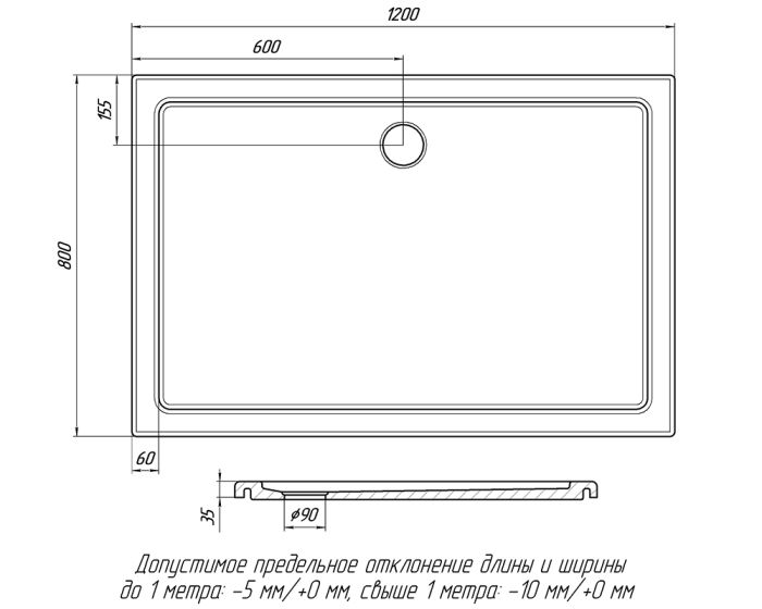 Душевой поддон «Титан» Белый А100 глянец