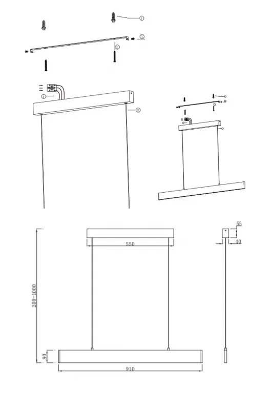 Подвесной светильник MODERN 90 см, черный