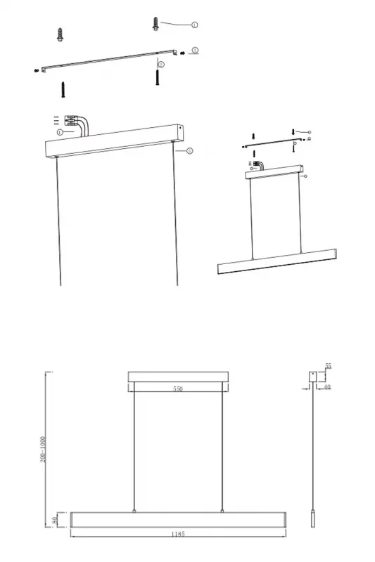 Подвесной светильник MODERN 120 см черный