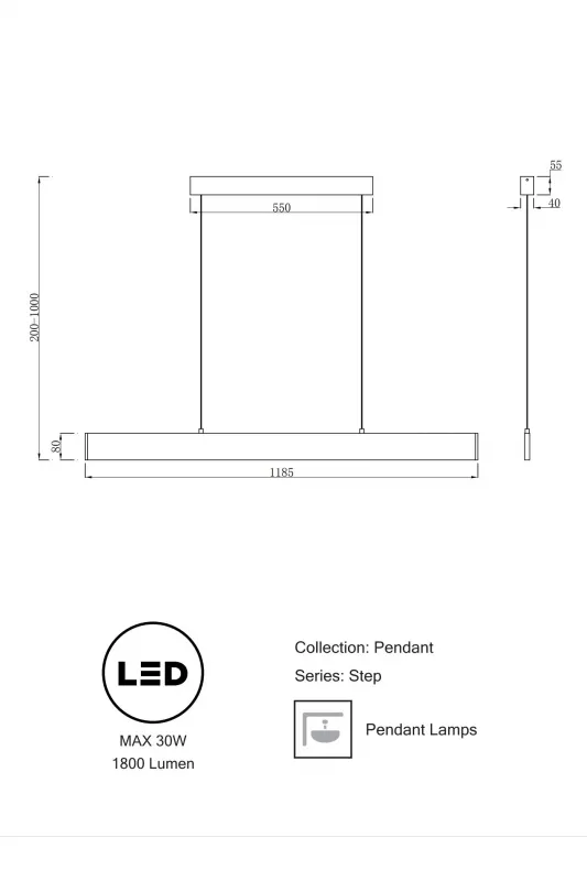 Подвесной светильник MODERN 120 см, золото