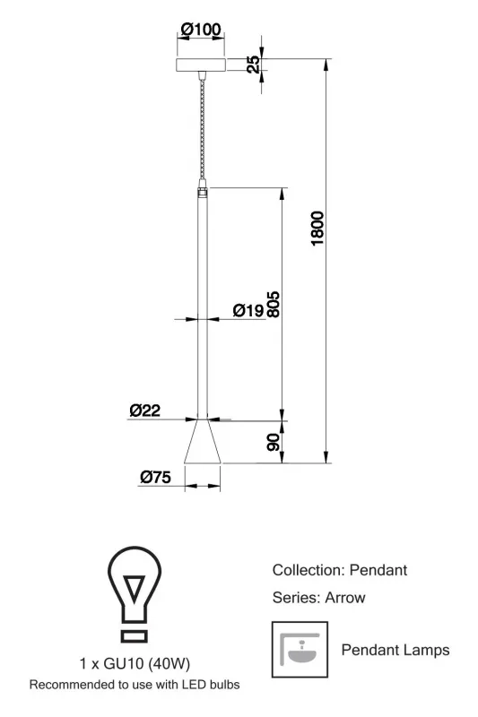 Подвесной светильник MODERN High, белый