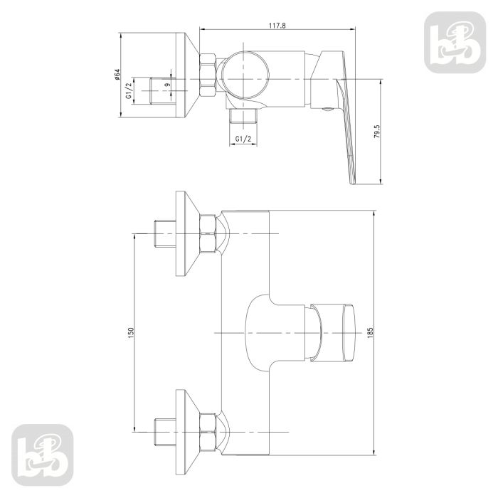 LESNA змішувач для душу, хром, 35 мм