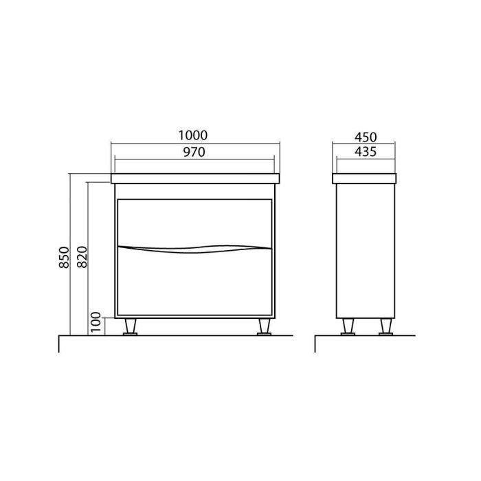 Шафка з умивальником Альфа Frame 100, Аква Родос