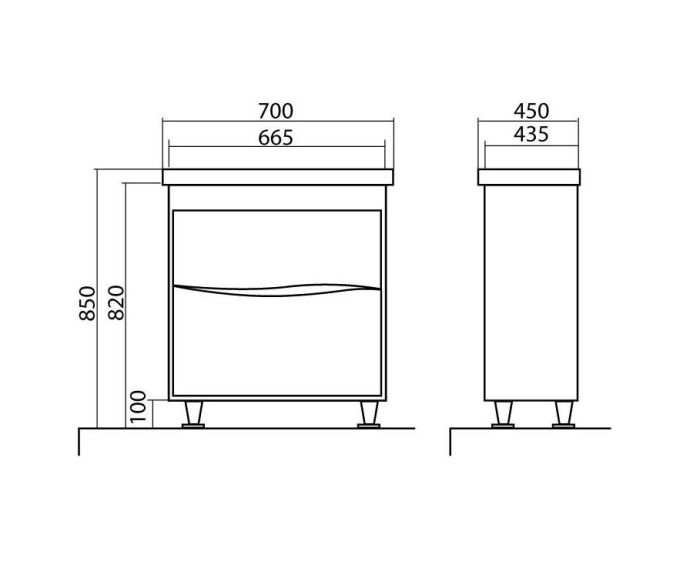 Шафка з умивальником Альфа Frame 70, Аква Родос