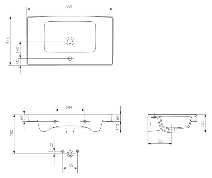 Умывальник 80 см Crea (CCWF1007328215), Cersanit