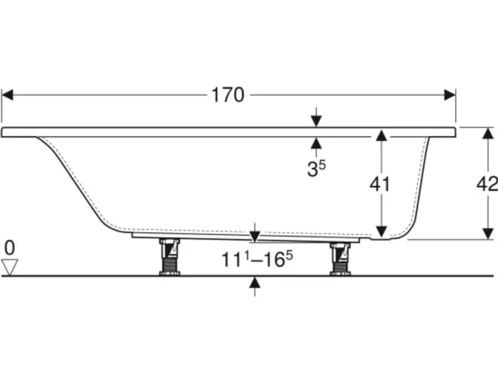 Ванна прямокутна з ніжками Selnova Square 170x70 554.384.01.1 Geberit