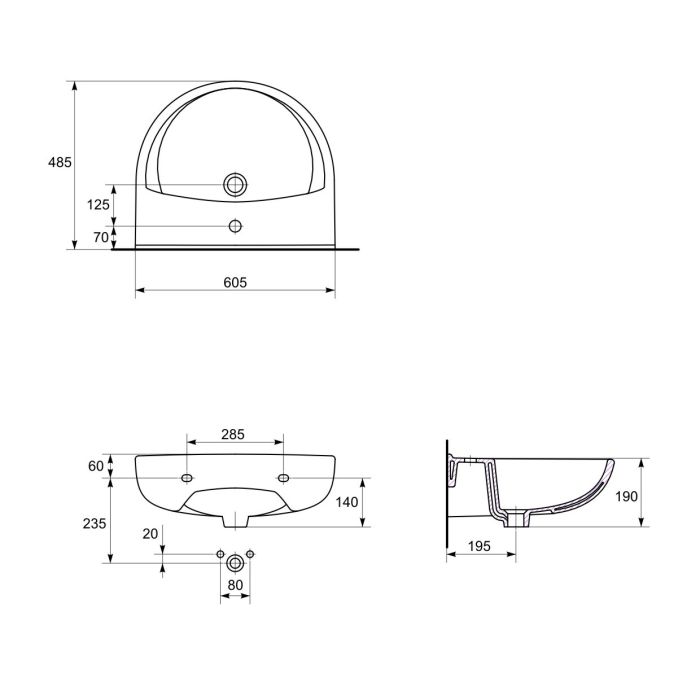 Умывальник 60 см President (CCWS1000448212), Cersanit