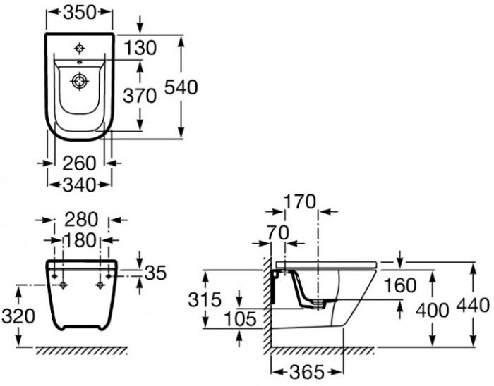Биде подвесное Gap (A357476000), Roca