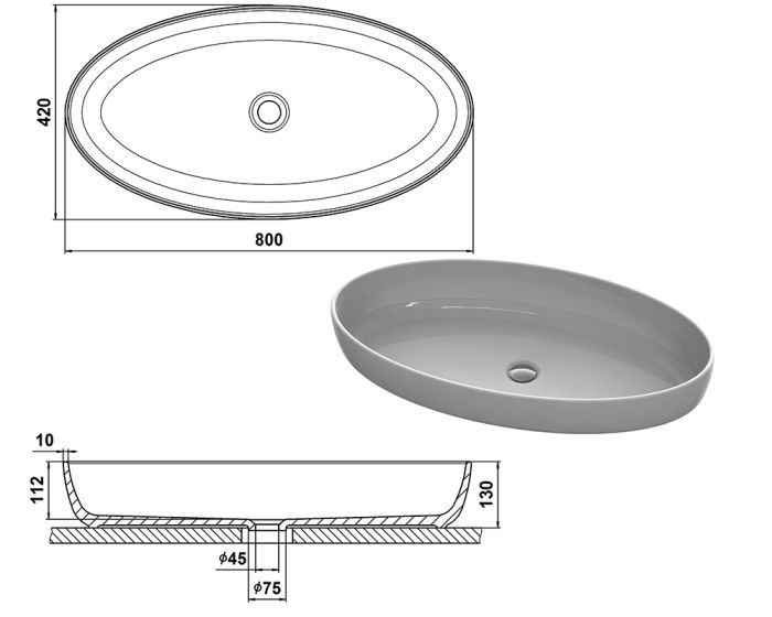 Умывальник «Фараон» 80 см  белый А100М МАТ