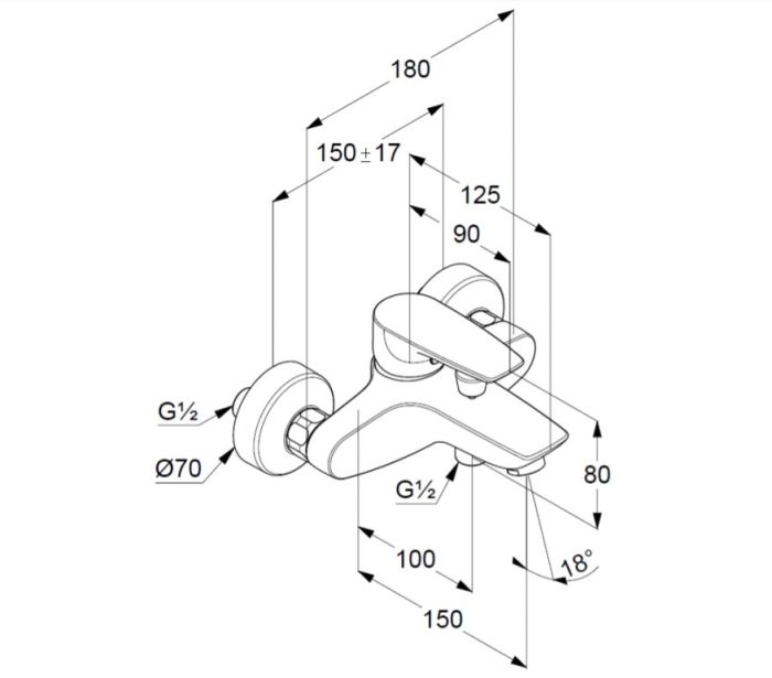 Змішувач для ванни DN 15 Pure&Solid (346810575), Kludi